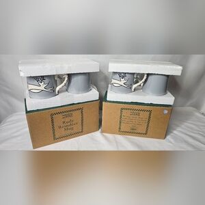 Southern Living At Home Rudy Reindeer Christmas Coffee Hot Choc Mugs (4) NIB